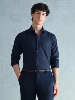 Arrow - Navy Blue Stripes Cotton Shirt