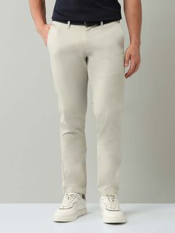 AD By Arvind - Grey Solid Plain Blended Fabric Chinos