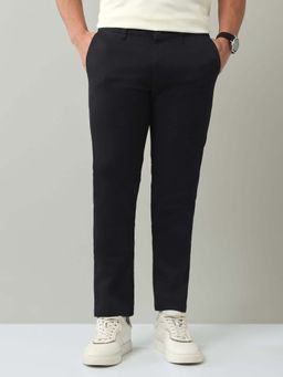 AD By Arvind - Black Solid Plain Cotton Chinos