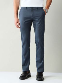 AD By Arvind - Blue Textured Cotton Trouser