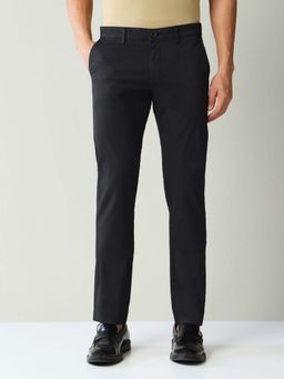 AD By Arvind - Black Solid Plain Cotton Trouser