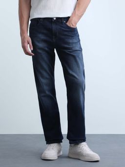 Flying Machine - Blue Solid Plain Cotton Jeans