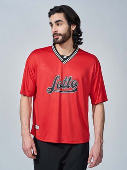 LOTTO - Red Solid Plain Polyester T-Shirt