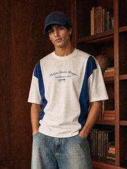LOTTO - White Colorblock Cotton T-Shirt