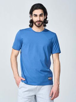 LOTTO - Blue Solid Plain Cotton T-Shirt