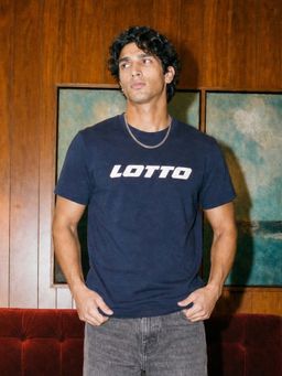 LOTTO - Blue Solid Plain Cotton T-Shirt