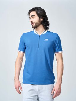 LOTTO - Blue Solid Plain Cotton T-Shirt
