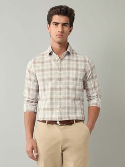 AD By Arvind - Beige Checks Cotton Shirt