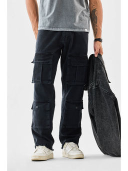 Snitch - Black Solid Relaxed Casual Cargo