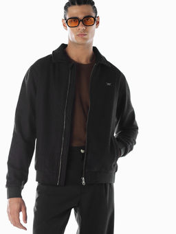 Jack & Jones - Men Striped Regular Fit Black Jacket