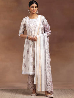 Libas - White Pure Cotton Printed Kurta Sets for Women