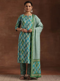 Libas - Blue Silk Blend Printed Kurta Sets for Women