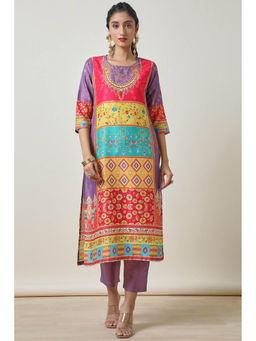 Soch - Women Multi-Color Cotton Printed Kurta with Pant (Set of 2)