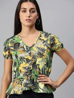 KASSUALLY - Multi-Color Printed Polyester Top (S)
