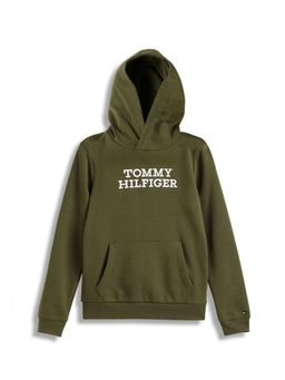 Tommy Hilfiger - Boys Green Logo Regular-Fit Cotton Sweatshirt