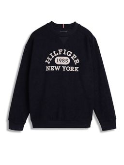 Tommy Hilfiger - Boys Navy Blue Logo Regular-Fit Cotton Sweatshirt
