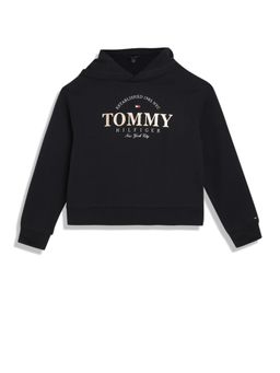 Tommy Hilfiger - Girls Navy Blue Logo Regular-Fit Cotton Sweatshirt