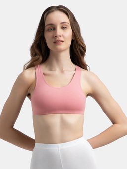 Jockey - 1582 Women Super Combed Cotton Elastane Slip On Crop Top - Rose