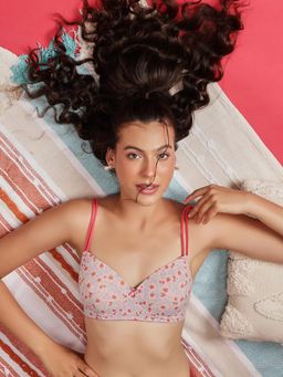 Clovia - Printed Padded Non-Wired Full Coverage T-Shirt Bra