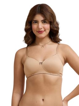 Amante - Beige Solid Wireless Bra