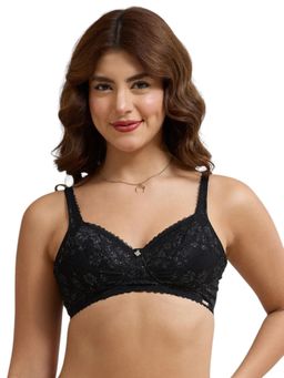 Amante - Black Self Design Wireless Bra