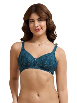 Amante - Blue Self Design Wireless Bra