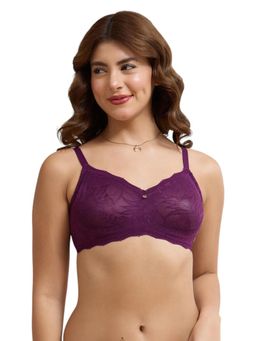 Amante - Purple Self Design Wireless Bra