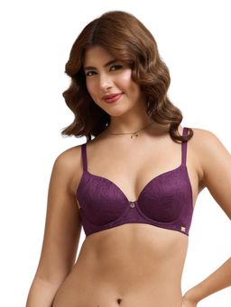 Amante - Purple Self Design Underwired Bra