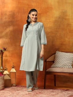 Nayam by lakshita - Women Green Embroidered Kurta and Pant