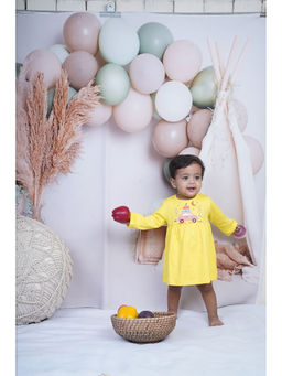 Bontots - Organic Cotton Sunny Adventure Soft & Rash Free Yellow Baby Dress with Panty