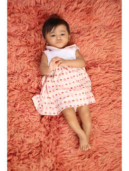 Bontots - Organic Cotton Scoops of Joy Soft & Breathable Pink Baby Dress with Panty