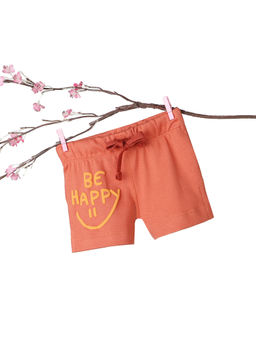 Bontots - Organic Cotton Be Happy Soft & Breathable Rust Orange Baby Shorts