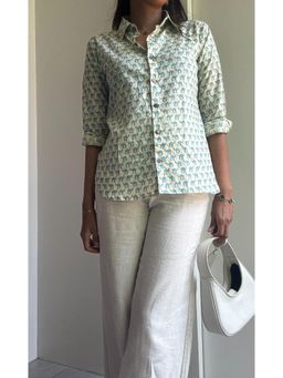 The Indian Artisan - Blue Camel Cotton Shirt