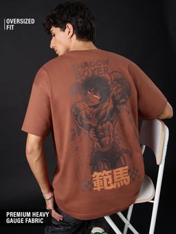The Souled Store - Brown Official Baki Hanma Shadow Boxer Men Oversized T-Shirt