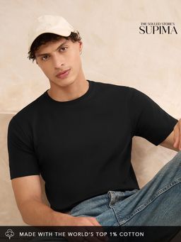 The Souled Store - Jet Black Men Solid Supima T-Shirt