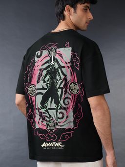 The Souled Store - Men Black Official Aang Avatar Oversized T-Shirt