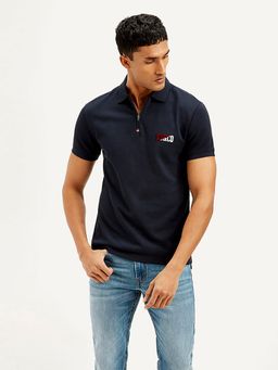 Levi's - Men Navy Blue Solid Slim Fit Polo T-Shirt