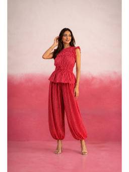DEASHA INDIA - Alarik Red Gingham Balloon Co-Ord Set