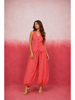 DEASHA INDIA - Ciraa Red Gingham Co-Ord Set