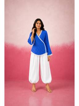 DEASHA INDIA - Brinda Blue Wrap Mothra Balloon Co-Ord Set