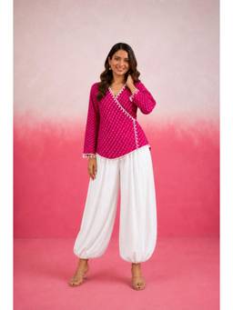 DEASHA INDIA - Evara Pink Wrap Mothra Balloon Co-Ord Set