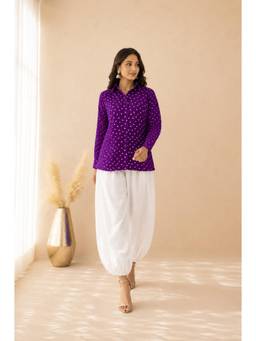 DEASHA INDIA - Sharvi Purple Bandhej Co-Ord Set
