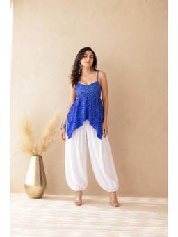 DEASHA INDIA - Vihara Blue Asymmetrical Balloon Co-Ord Set