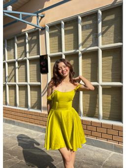 Make believe by Ritika - Elara Green Satin Corset Solid Dress