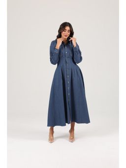 Khushboo & Pankaj - Women's Indigo Tailored Denim Shirt Dress