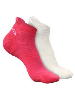 Heelium - Bamboo Ankle Socks for Women - 2 Pairs - Pink - White Odour Free Anti Blister