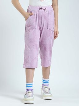 Monte Carlo - Girls Lavender Printed Regular Fit Capri