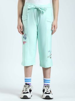 Monte Carlo - Girls Green Printed Regular Fit Capri