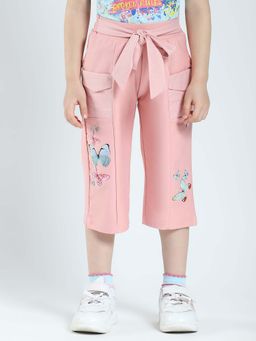 Monte Carlo - Girls Peach Printed Regular Fit Capri