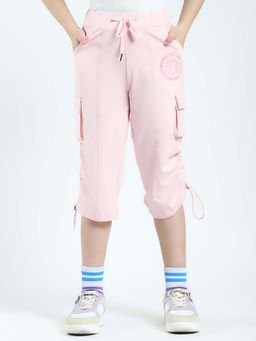 Monte Carlo - Girls Pink Solid Regular Fit Capri